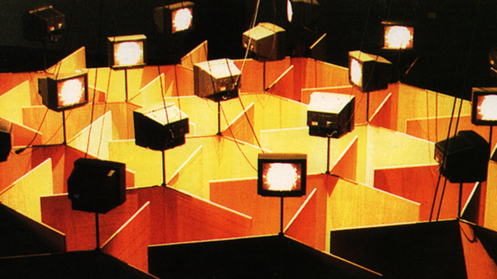 Three Angles of Coordination (1986) by Buky Schwartz — Video installation for the labyrinthian space
