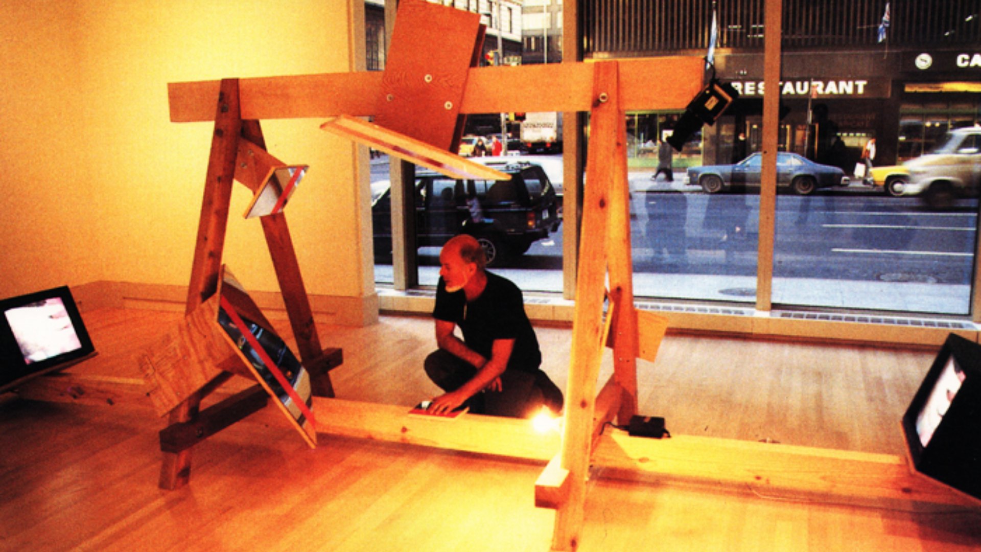 Trojan Horse (1988) by Buky Schwartz — Video installation